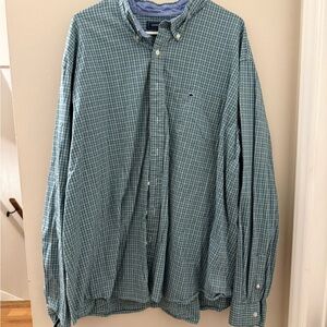 Crown & Ivy Blue and Green Checkered Button Down Shirt